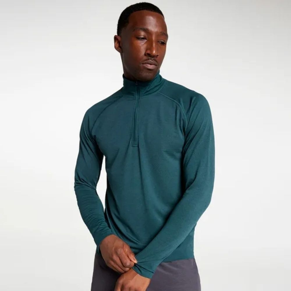 VRST Men's Circuit Seamless 1/4 Zip Pullover Green Dusk Heather Size XL